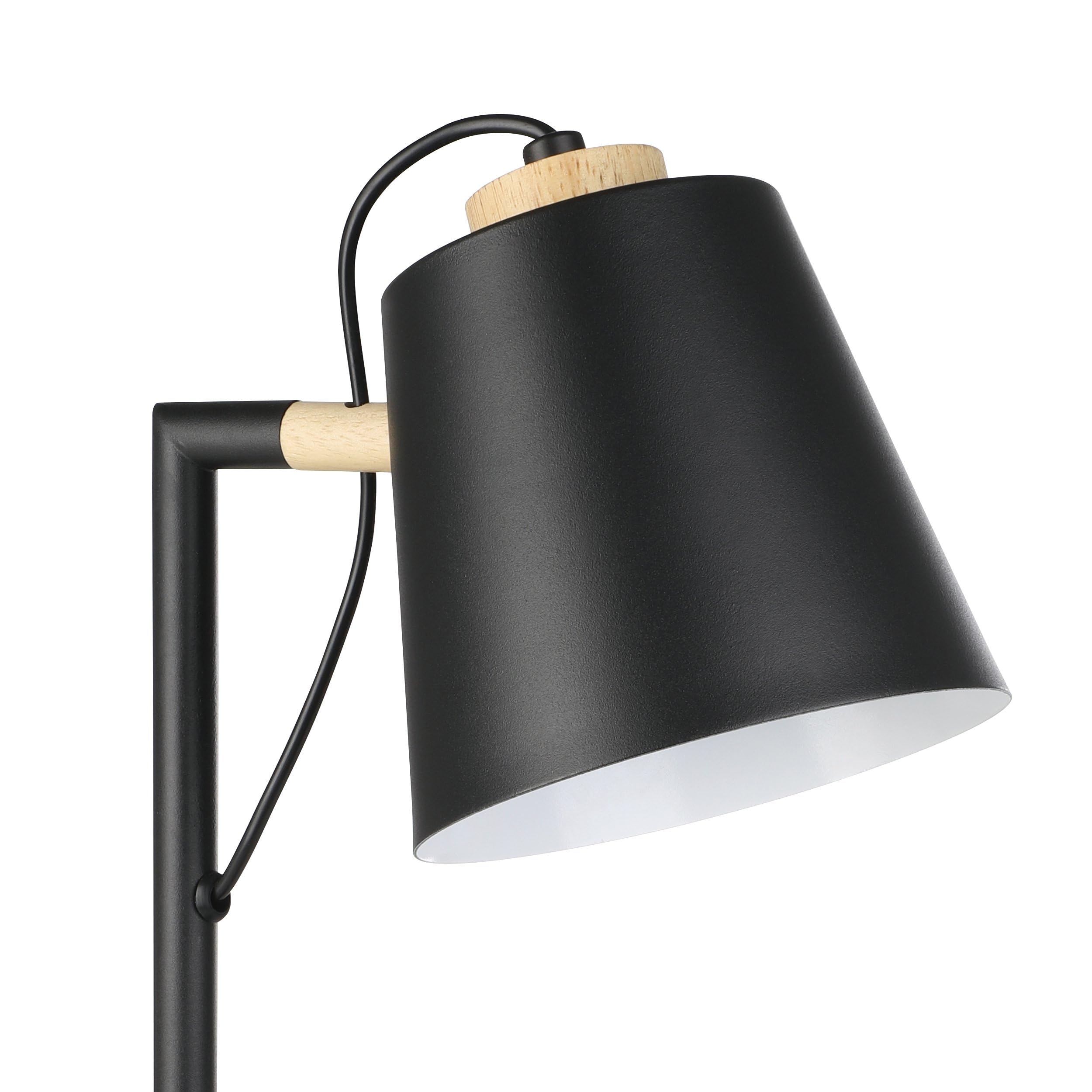 EGLO LED Tischlampe Lacey, Nachttischlampe mit QI-Ladefunktion | Tischleuchte Touch dimmbar aus Holz in Natur, Metall in Schwarz und Creme, Schlafzimmer Tisch Lampe, warmweiß
