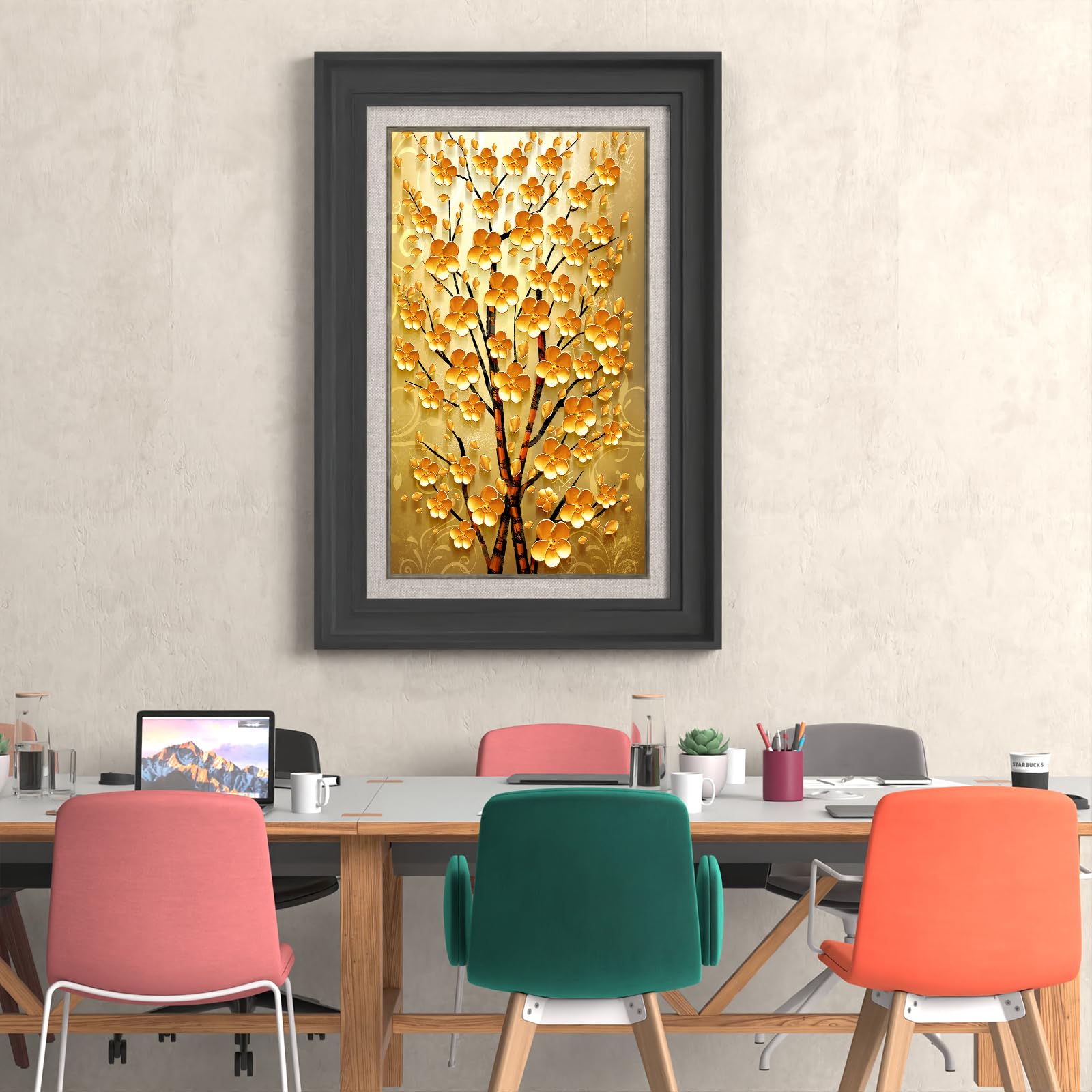 Amazon.co.jp: 金の木 アートパネル 1枚 飾り絵 北欧 植物 油絵 抽象画