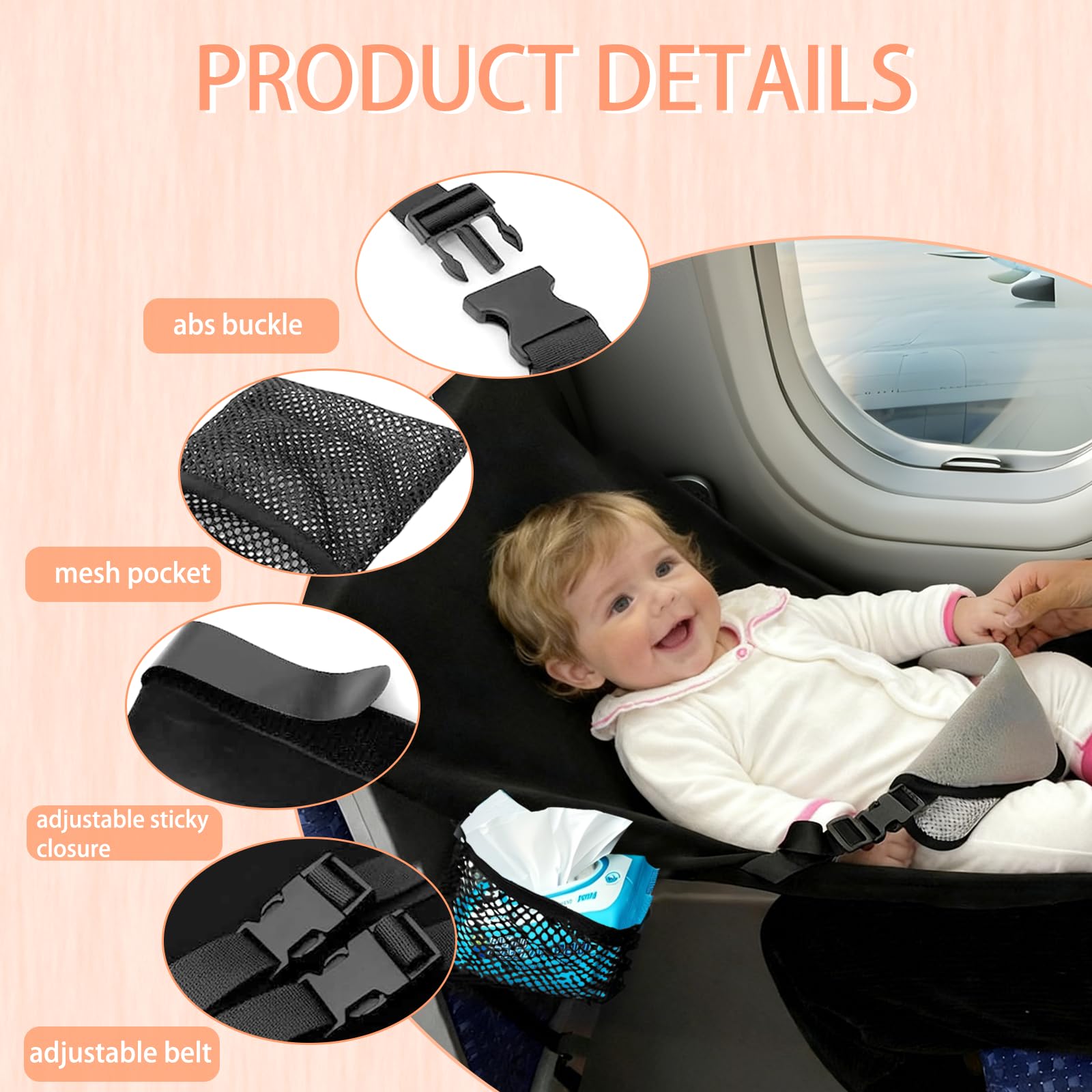 Poggiapiedi Aereo Bambini, Letto Aereo per Bambini, Poggiapiedi per Aeroplano, Poggiapied per Aereo per Bambini, Lettino Da Viaggio Per Bam-bini In Ae-reo, per Viaggi Brevi in Ae-reo