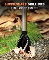 Vista 2 de Bushcraft - Llave de barrena manual, taladro de madera de ojo escocés resistente, taladro de madera, herramienta manual con funda de cuero