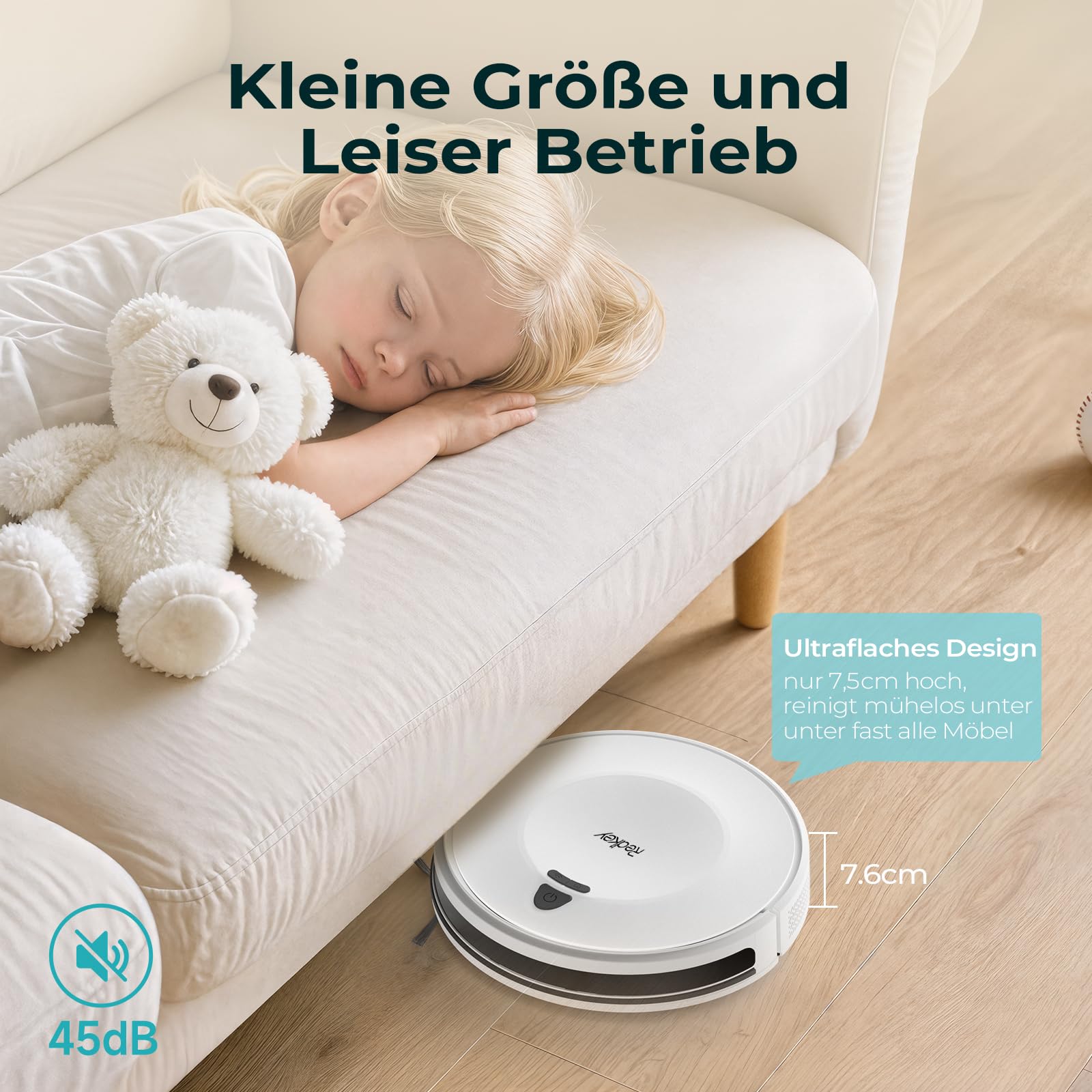 Redkey E6 Saugroboter mit 7000 Pa Saugkraft, Dynamische Navigation, Bis zu 170 Min Laufzeit, Roboterstaubsauger mit Ladestation, Fernbedienung und APP, Ideal für Tierhaare,Teppich,Hartboden