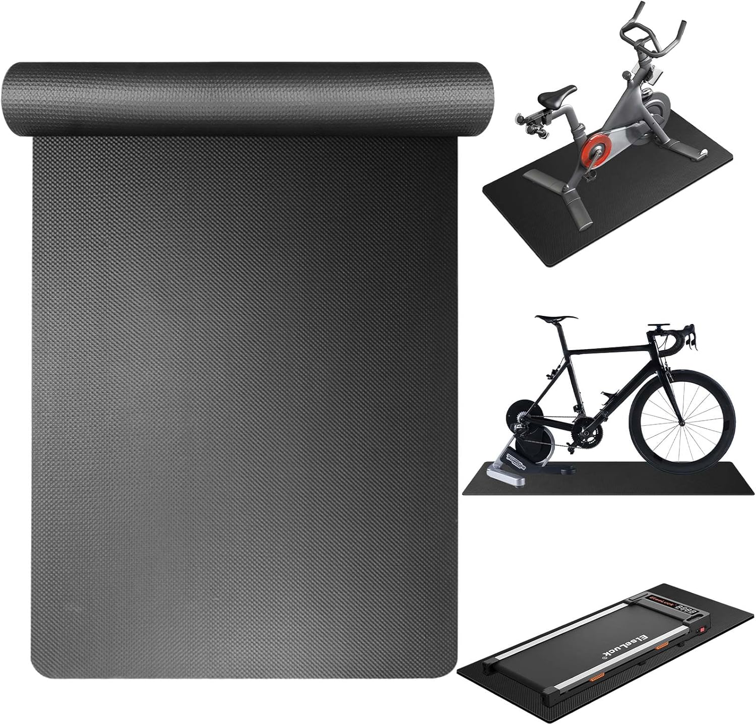 Treadmill Mat Compatible with Peloton Bike, Exercise Bike Mat for Treadmill and Row 6mm Thick Bike Trainer Mat 30 * 60in Workout Mat Under Mat Protect Hardwood Floor Carpet