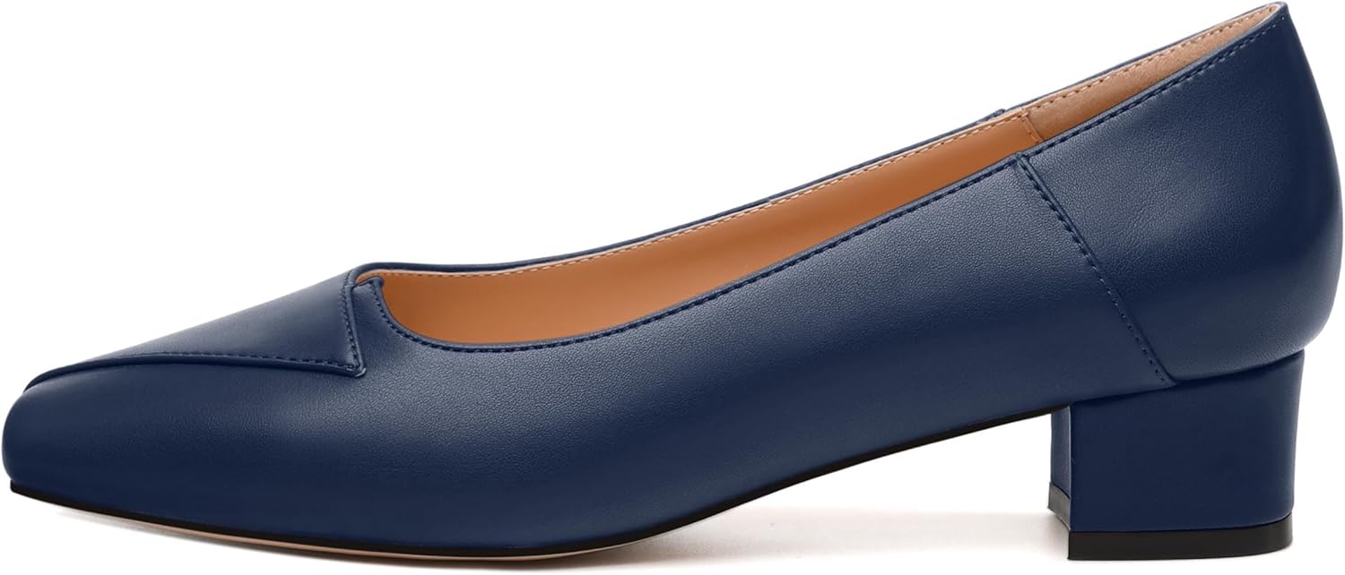 Womens Pumps, Low Chunky Block Heels for Women, Square Toe Womens Dress Shoes for Party and Office, Patent Dress Pumps - Image 2