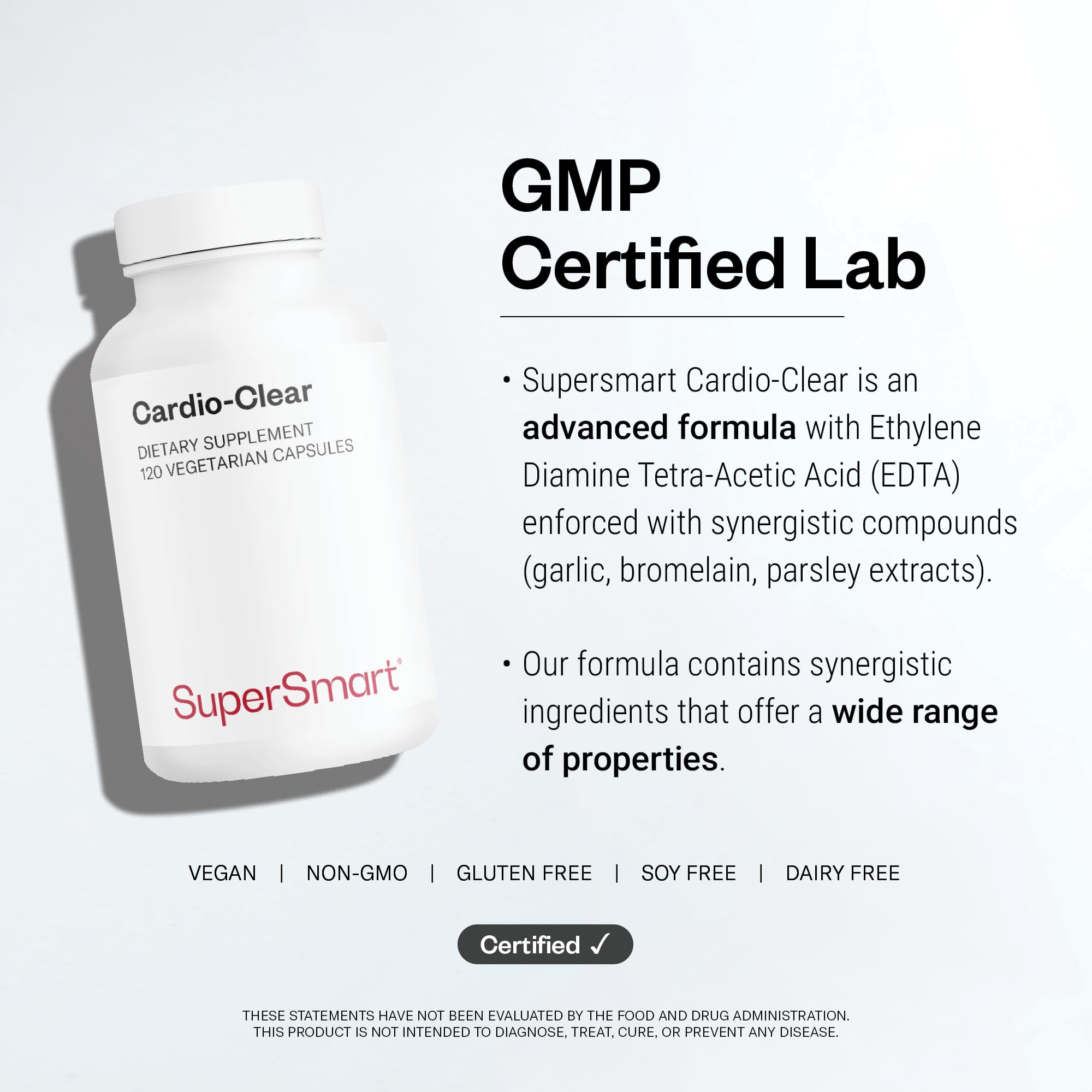 Supersmart - Cardio Clear (Garlic EDTA Supplement) - with Malic Acid, Calcium Disodium EDTA, Magnesium, Bromelain | Non-GMO & Gluten Free - 120 Vegetarian Capsules — Amazon image 5