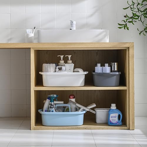 Miniatura 8 de ALINK Organizador de almacenamiento de limpieza de plástico con asa, organizador grande de ducha para dormitorio, baño, herramientas, jardín,