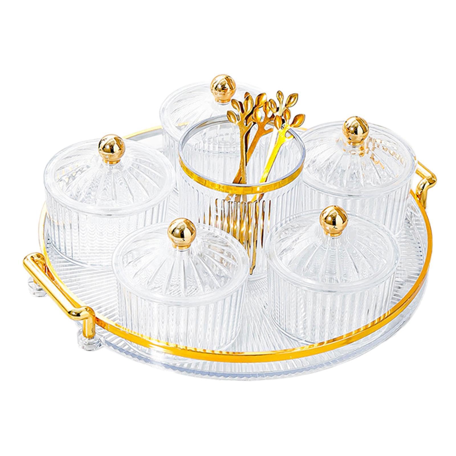 POXZSFX Elegant Condiment Bowl Rack Storage Organizer Container Nuts Salad Dessert Serving Platter With Lid Hosting Nuts Salad Dessert Serving Platter With