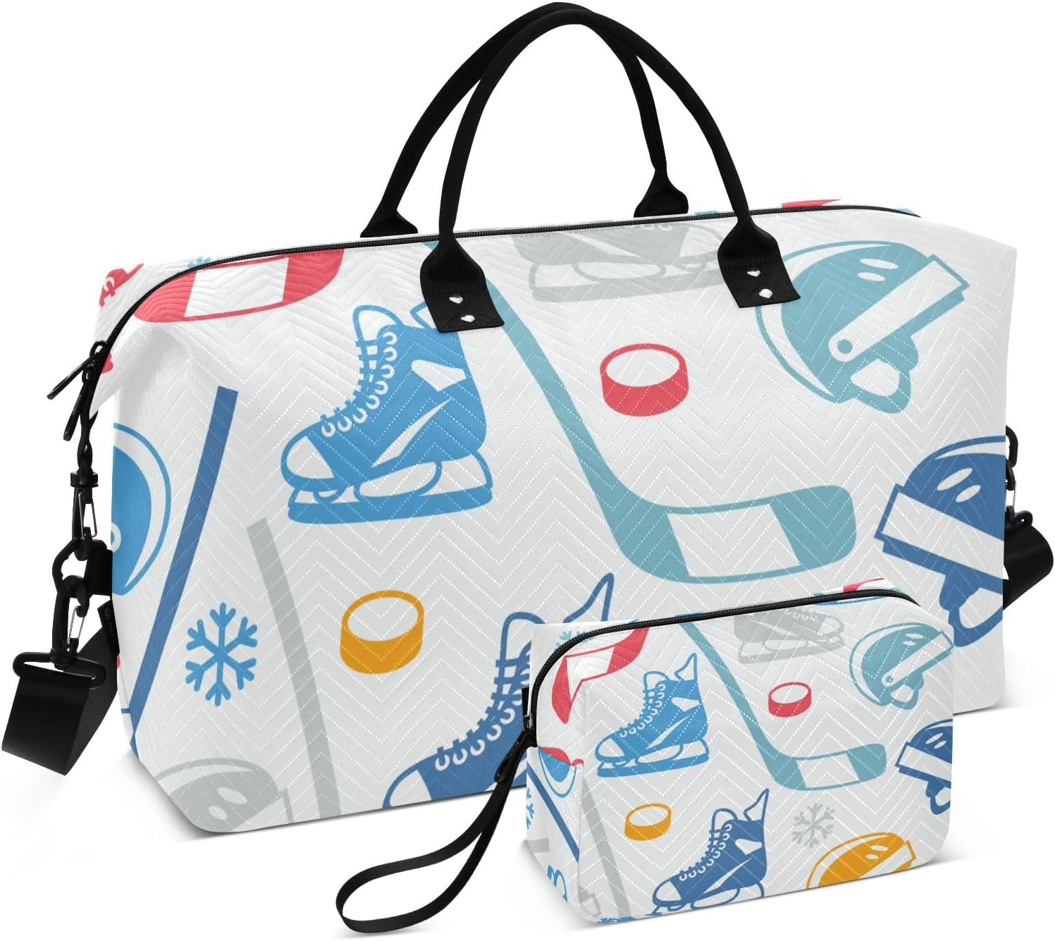 Sports Hockey Duffel Bag Weekender Travel Overnight Bag Gym Carry on Duffel Bags with Toiletry Bag for Travel Waterproof