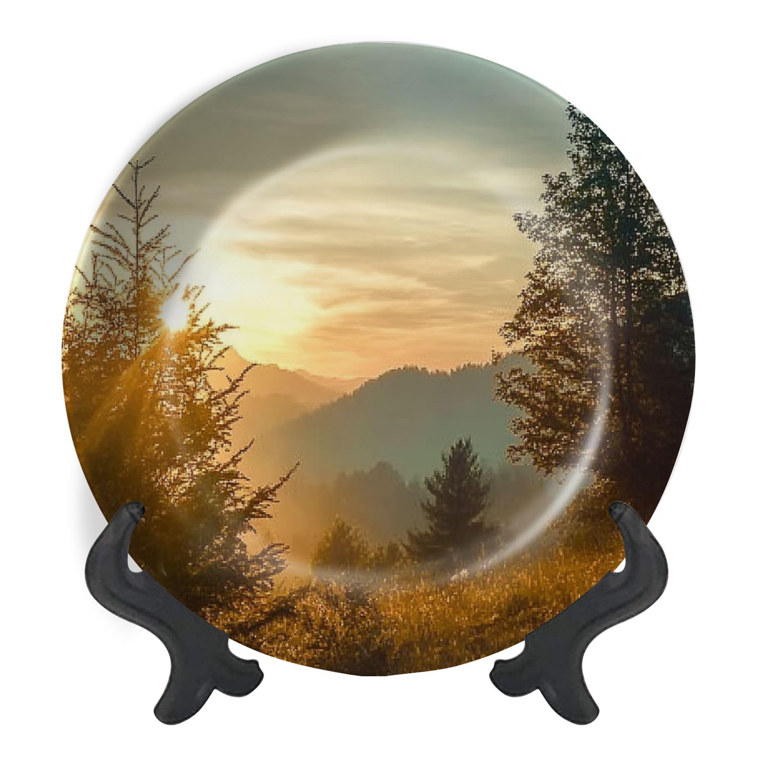 Decorative Plates for Display Summer Sunset Gift Plates Ceramic Collections Plates Hanging Artwork for Living Dining Room Kitchen Souvenir