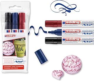 edding 1455 Calligraphy Marker With Flexible Nib Set, 3-Colors