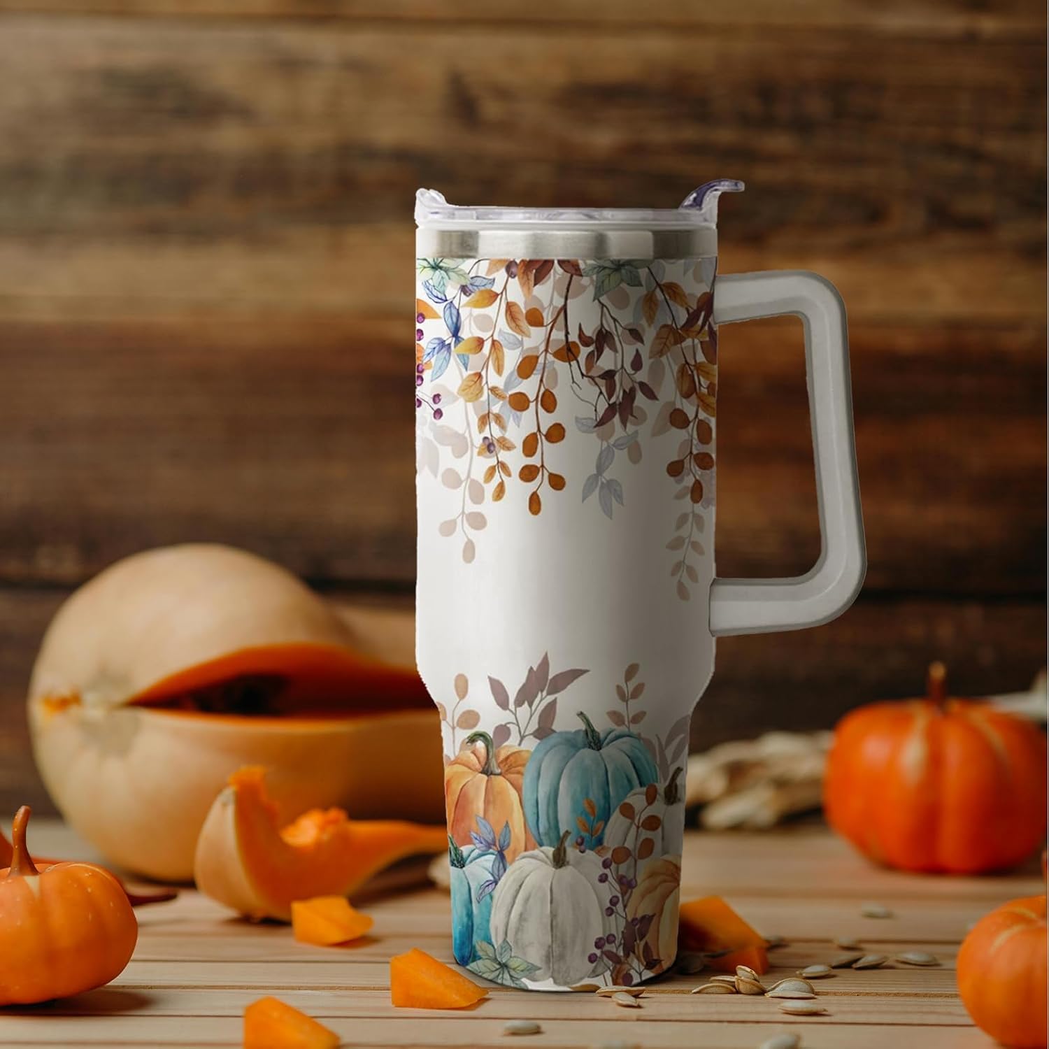 40 oz Fall Tumbler with Lid and Straw, Stainless Steel Insulated Fall Pumpkin Tumbler 40 oz, Reusable Leak Proof Pumpkin Cup, Fall Gifts for Women - Image 2