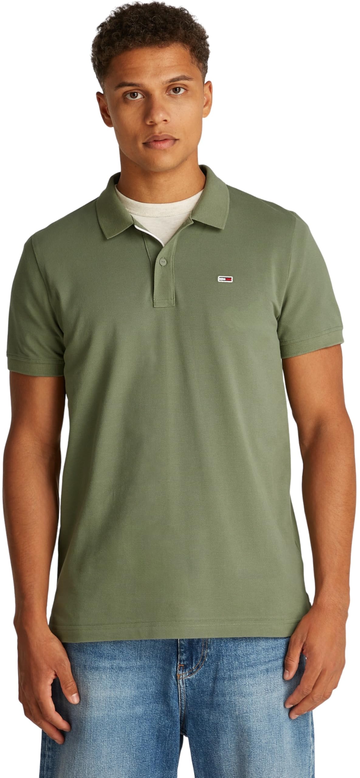 Tommy Jeans Herren Poloshirt Kurzarm Slim Placket Slim Fit