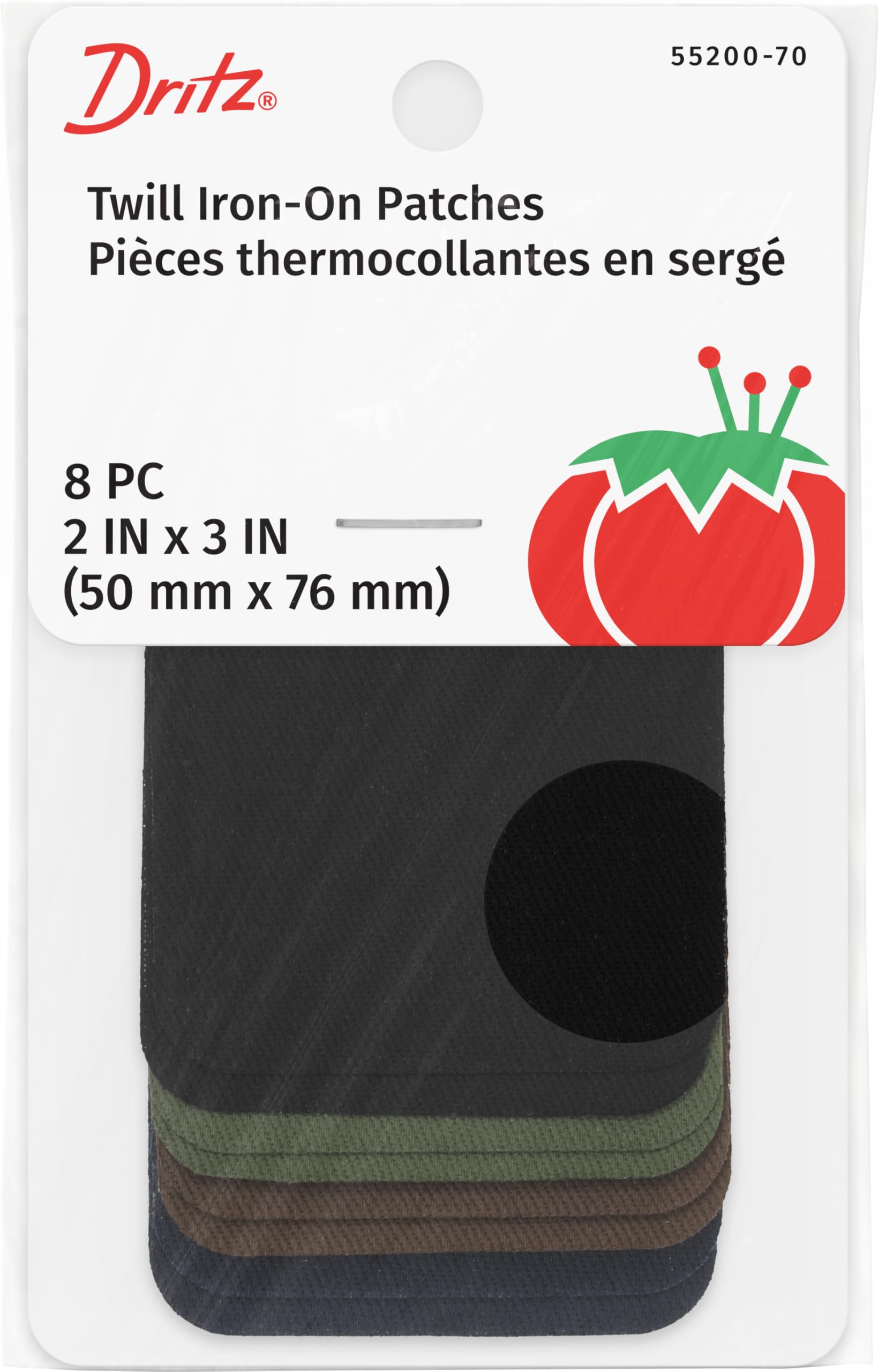 Dritz Iron-On Patches, cotton, Dark Colors, 2 x 3-Inch