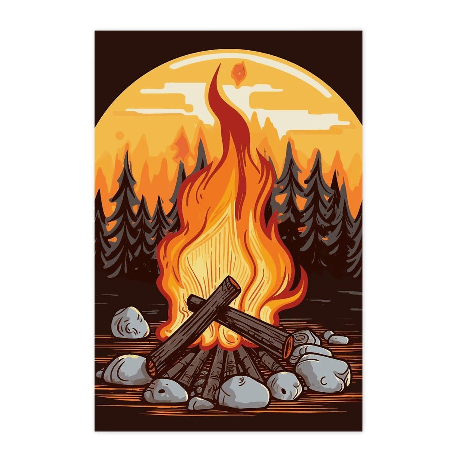 Poster autocollant Bonfire amovible pour changer de deco sans abimer les murs