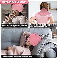 Vista 6 de Gorro para aliviar el dolor de cabeza de migraña, sombrero de alivio del dolor de cabeza y gorra de migraña, compresa fría, gorra de alivio