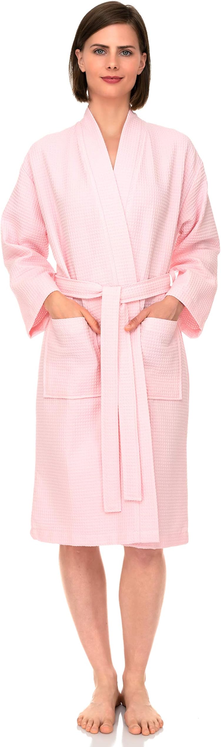 Womens Waffle Robe Kimono Spa Bathrobe Soft Shower Bath Robe for Women XS to XXL