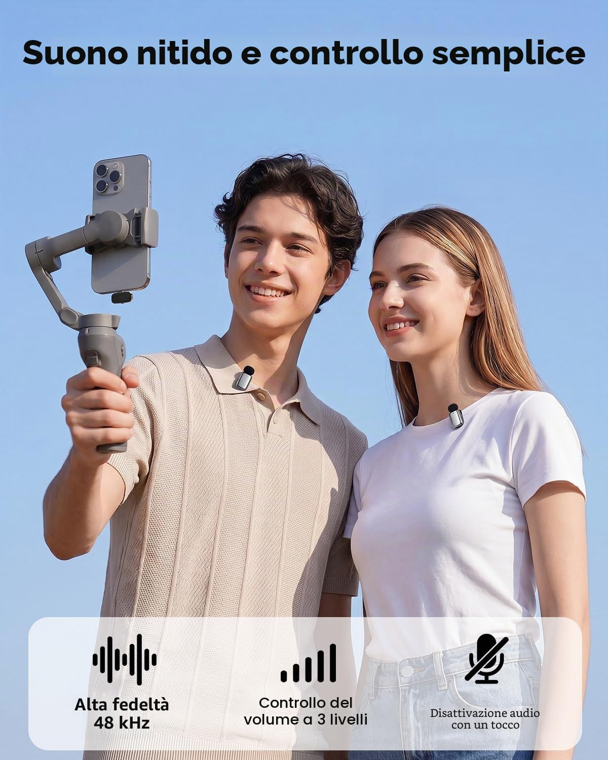 zealsound Microfono Lavalier Wireless Mini per *phone, Android, PC (USB-C/Light-ning) Riduzione del Rumore, 33H di Autonomia con Custodia di Ricarica, Ideale per TikTok, Podcast, ASMR, Video YouTube