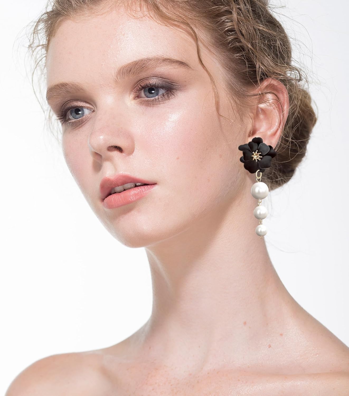 Long Floral Pearl Tassel Earrings for Women Boho Drop Dangle Earrings with 3 Pearls Vintage Bridal Party Jewelry - Image 2