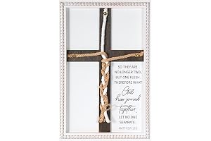 Wedding Cord, 15 x 10" White Cross Braid, Matthew 19:6 What God Has Joined