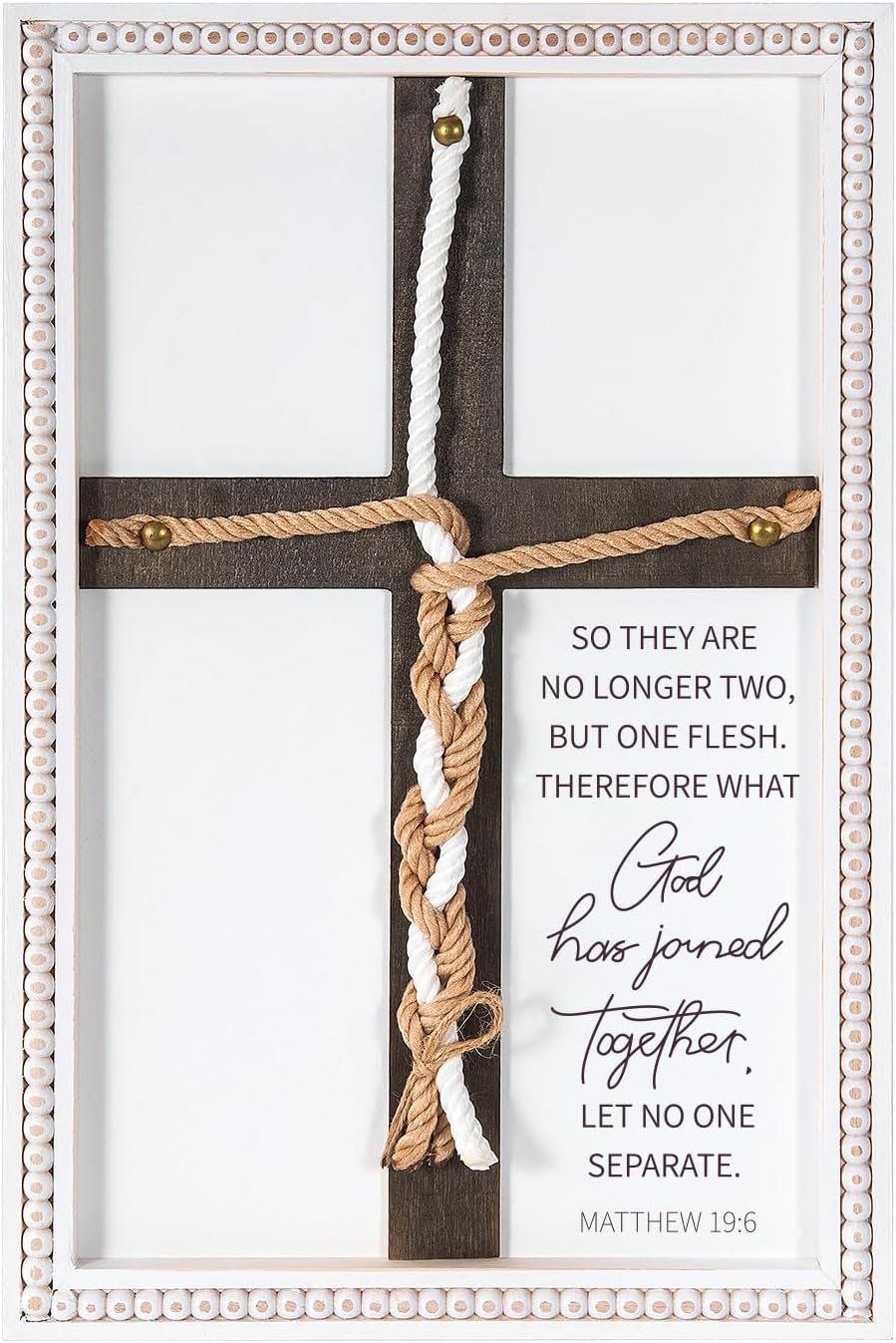 LakWilows Matthew 19:6 Cord of Three Strands Wedding Unity Signs - Handfasting Cord, 22 X 16 Unity White Cross Braid for Wedding Ceremony Ideas, Religious Christian Gift for Couple