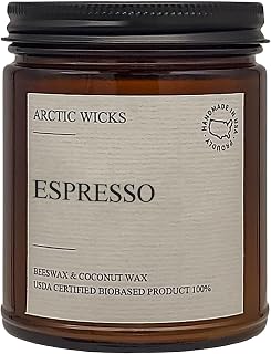 Espresso Coffee Candle - Arctic Wicks 9oz Non-Toxic Coconut & Beeswax Candle - Coffee Candles for Coffee Enthusiasts - Espresso Candle with Coconut & Beeswax - Clean Burning Non Toxic Espresso Candles