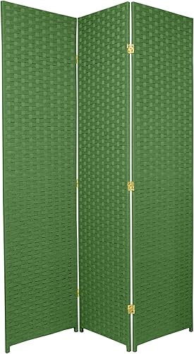Oriental Furniture - Divisor de habitación de fibra tejida de 6 pies de alto, 3 paneles, color verde claro