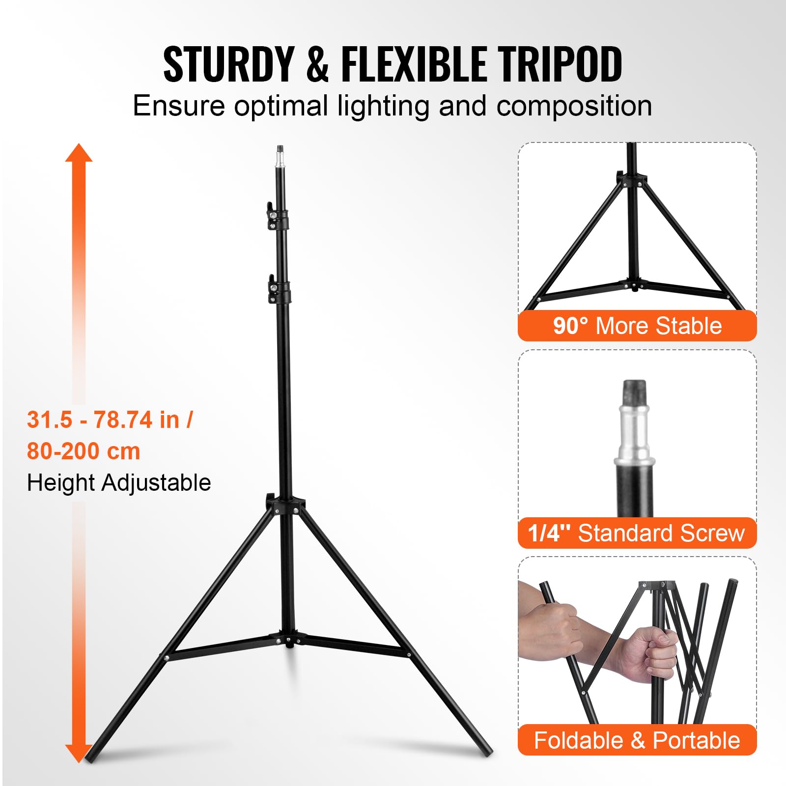 VEVOR Softbox Set, 50x70cm, Profi Fotostudio Set mit 30 W 5500 K LED-Birnen, nahezu natürliches Tageslicht, Verstellbarer Stativständer, Studioleuchten für Fotografie, Videoaufnahmen, Live-Streaming