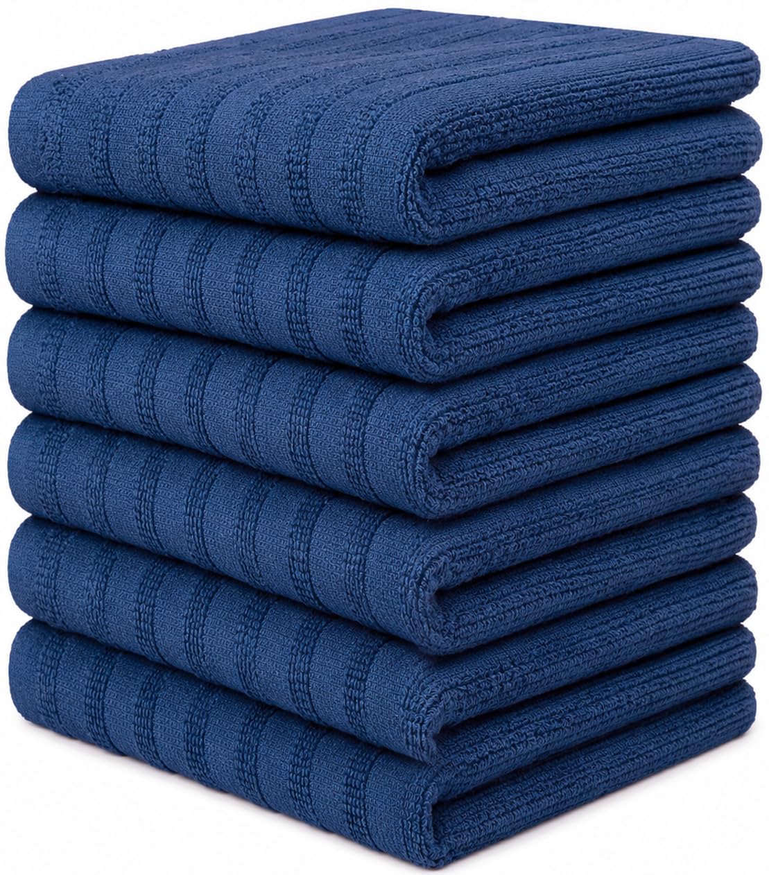 Premium Kitchen Towels 6 Pack 100% Cotton, 20"x28" - Blue Solid