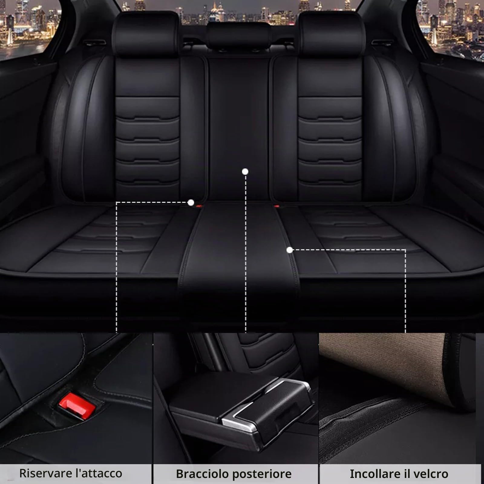 SePkus Coprisedili Auto per Audi A4 (B8/B9) Avant, Coprisedili in Pelle PU, Nero, Compatibili con Airbag, Accessori Interni per Auto, Veicolo-specifico