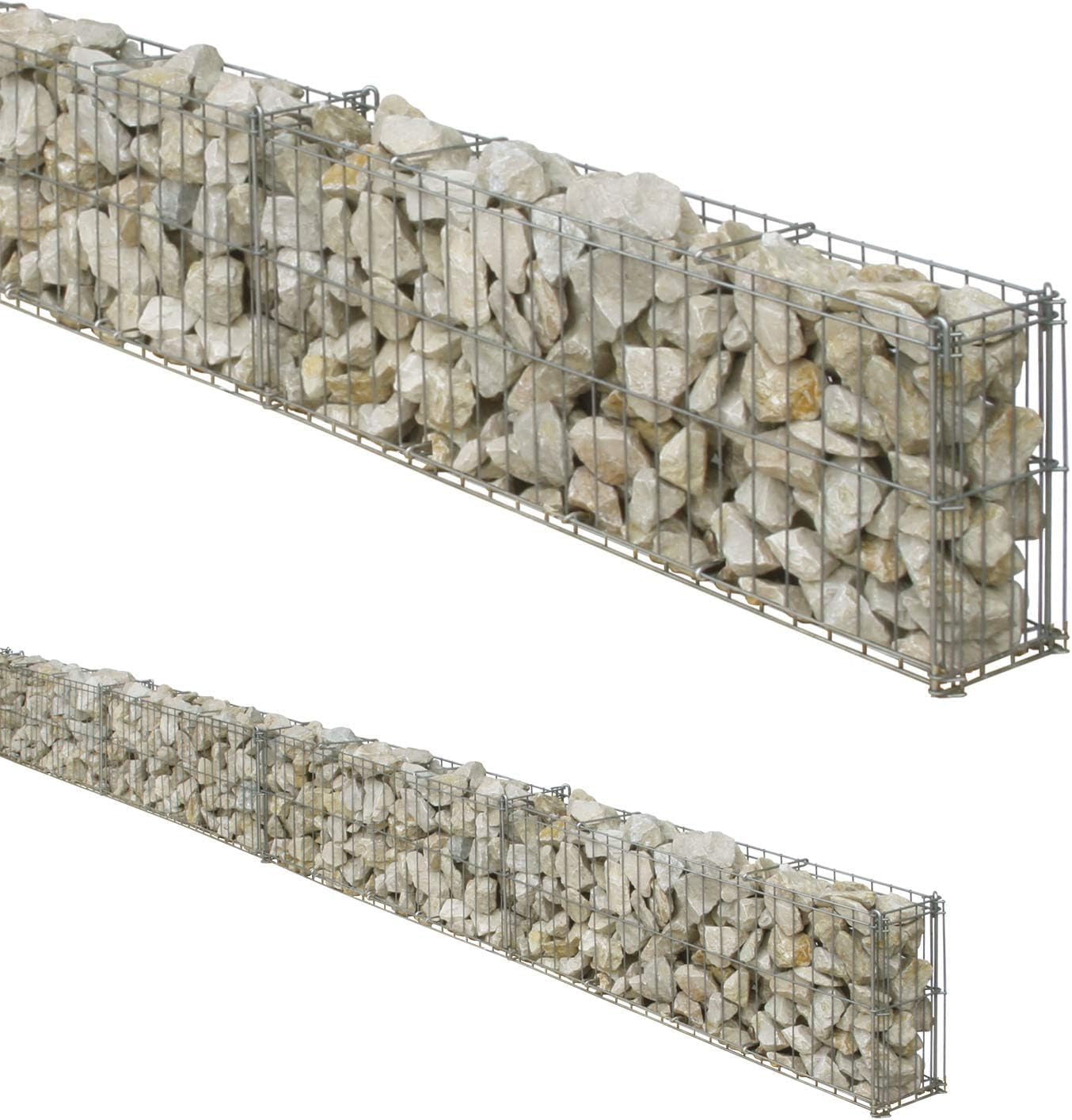 bellissa Mauergitter-Set für Gabionen verzinkt 464x10x20 cm | Längenverstellbare Gabionenkörbe für Steingabionen, erweiterbare Gabionengitter für Beetumrandung