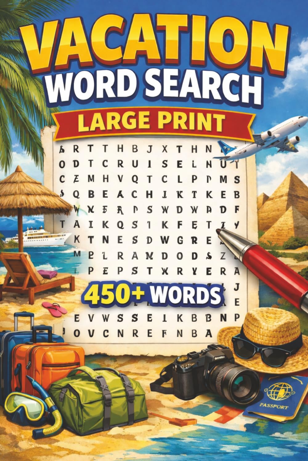 Vacation Word Search: A fun travel puzzle book with 50 Vacation-themed word searches.