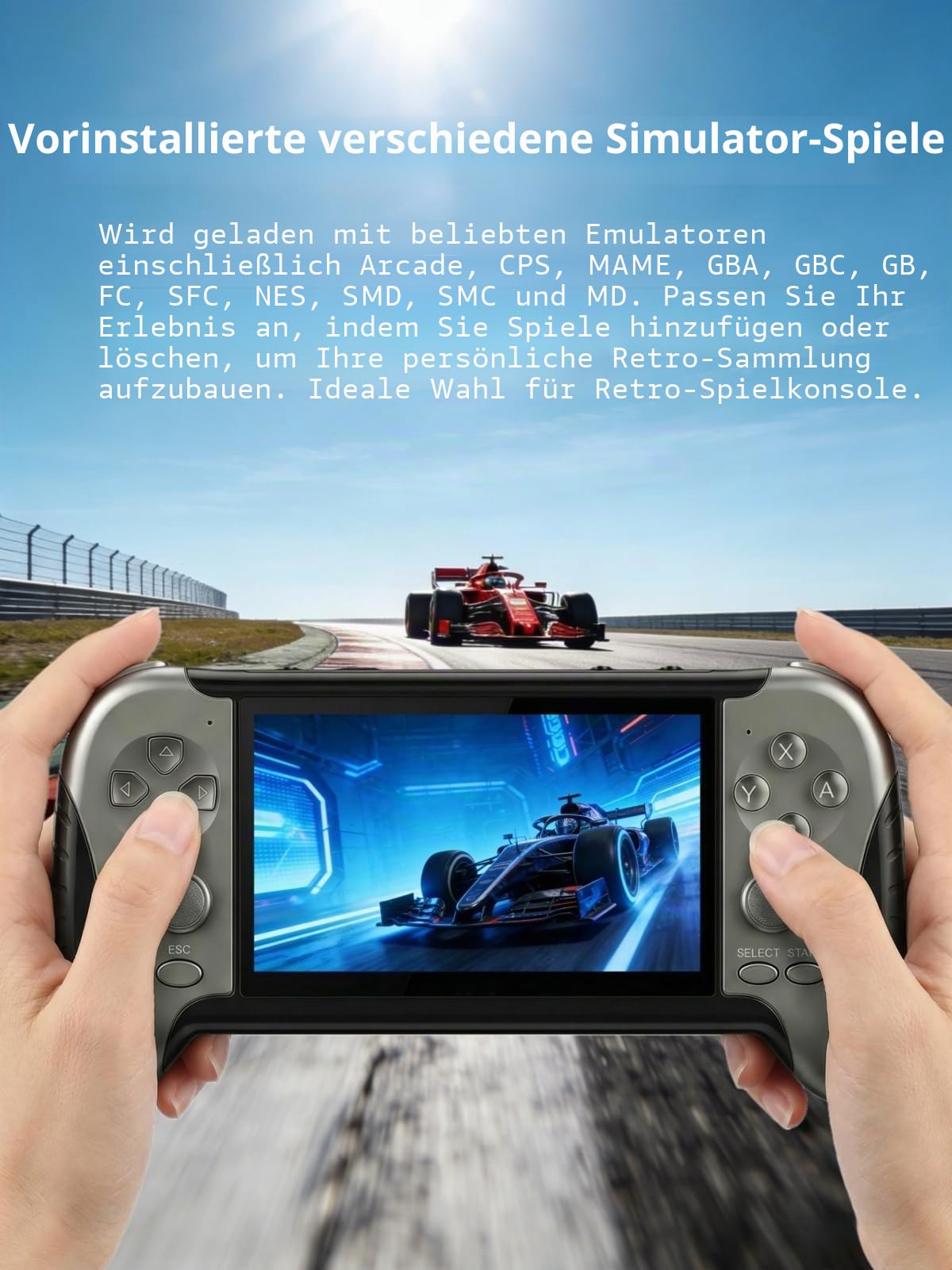 Retro-Spielkonsole mit 4,3-Zoll-HD-Bildschirm, integrierten Spielen, TV-Ausgang, Video-/Musikplayer und wiederaufladbarem Akku Teenager und Erwachsene