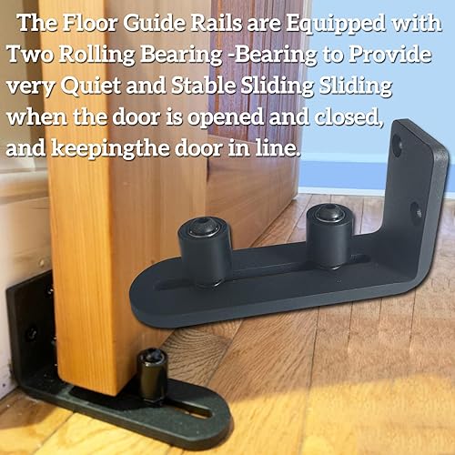 Miniatura 3 de Guía de rodillos de piso para puerta de granero mejorada, paquete de 2  Puerta corredera de granero para puerta de granero, accesorios ajustables