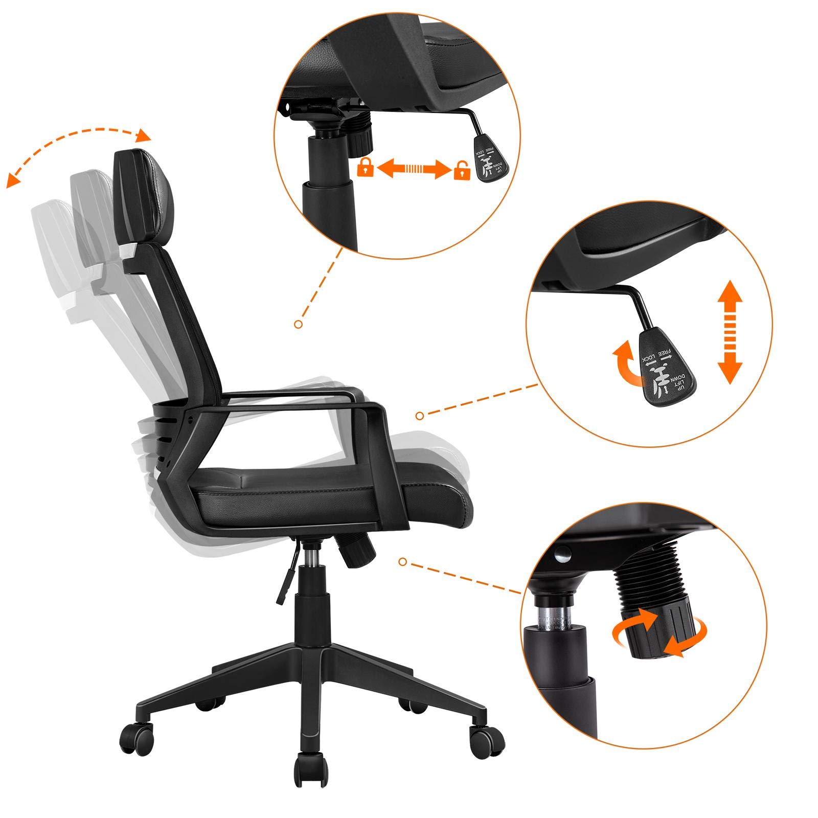 Buy Yaheetech Ergonomic Office Chair Adjustable Swivel Desk Chair with