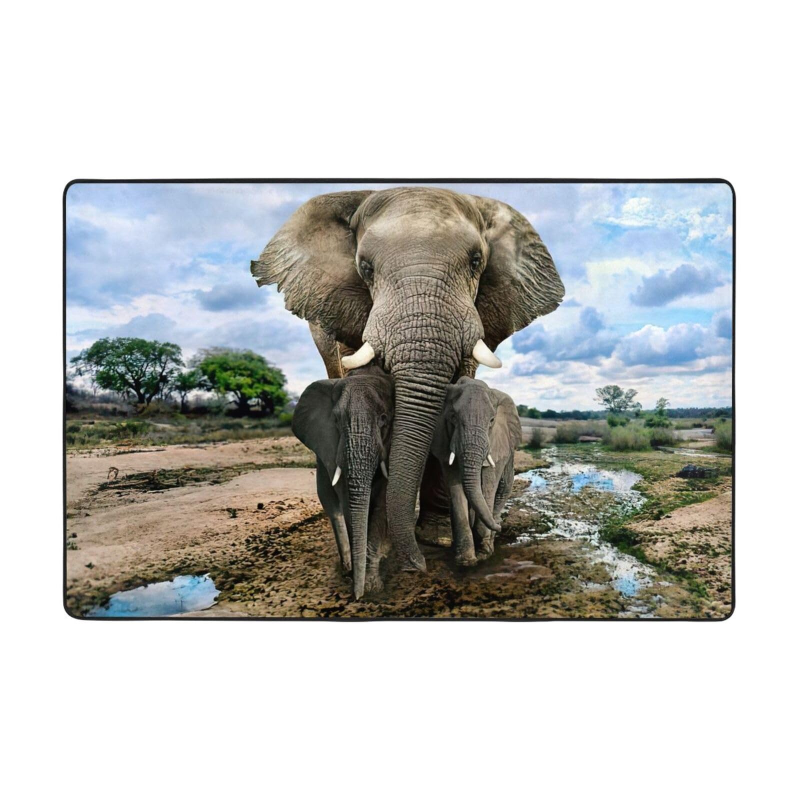Tapis de salon motif éléphant doux pour chambre et cuisine