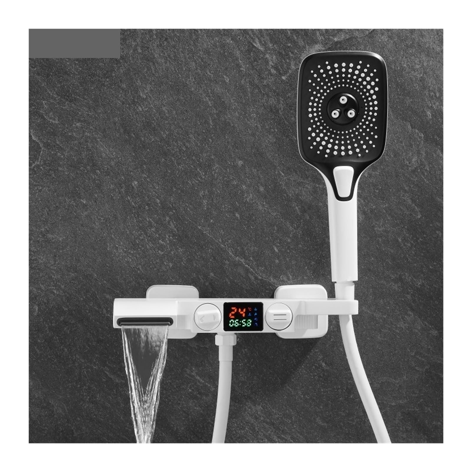 Soywim Bianco Shower System, Bathroom Shower Set Bathtub Kit， White Bath Tap Waterfall Concealed Display Set， Embedded Digital(Bianco)