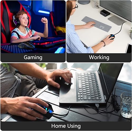 Miniatura 7 de FUWANG Ratón para juegos con cable, mouse USB para computadora con retroiluminación RGB, sensor óptico de 7200 DPI, mouse ergonómico para gamer con