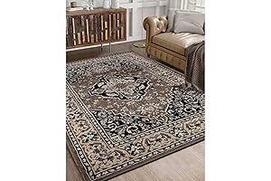 Glendale Collection 5'x8' Jute-Backed Indoor Area Rug with Traditional Oriental Medallion Pattern