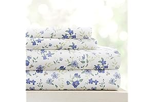 Blossoms Light Blue Floral Bed Sheets Queen Size