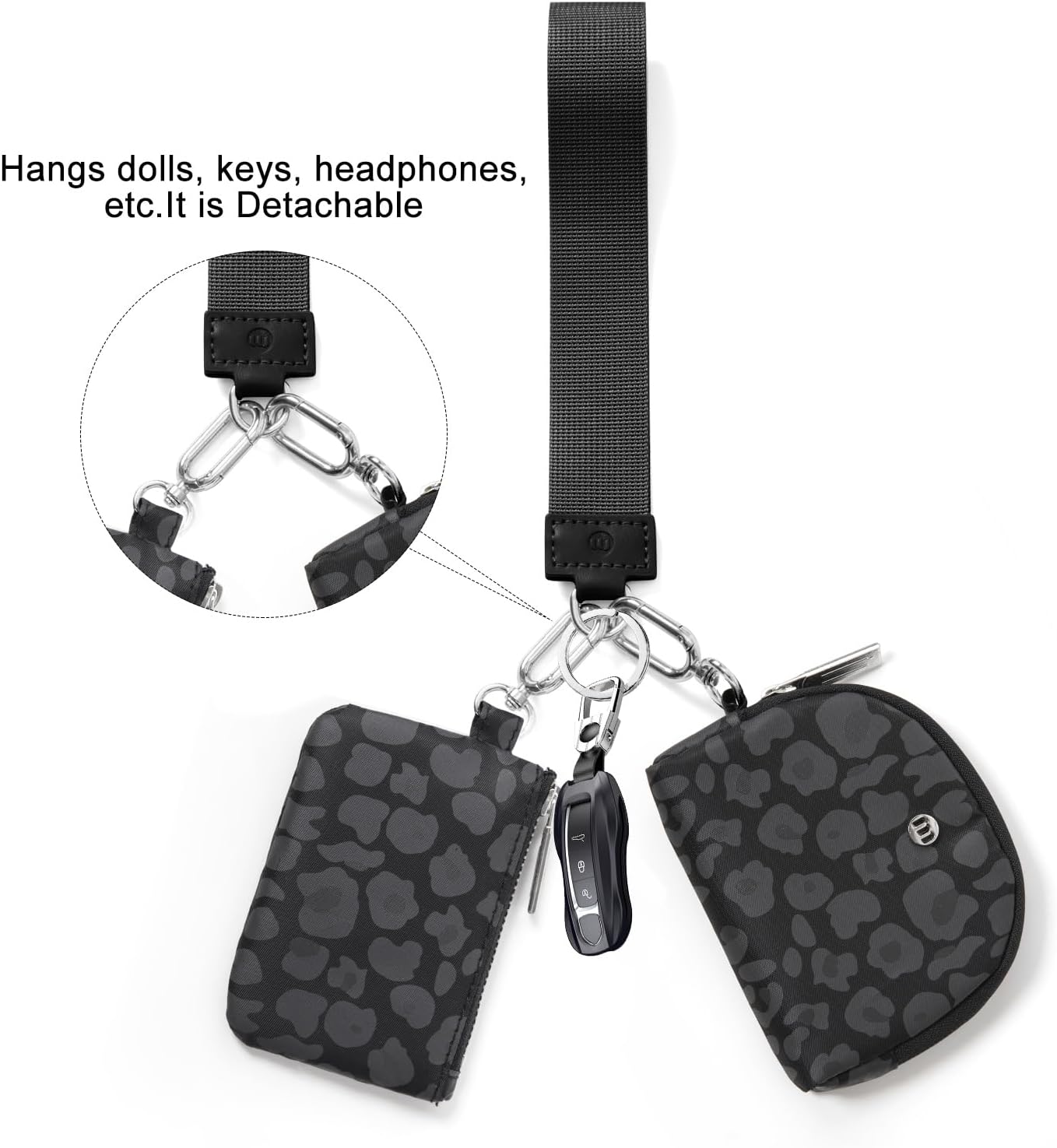 Keychain Wallet Mini Zip Around Wristlet Wallets for Women Detachable Dual Pouch Wristlet Portable Coin Purse Small Wallets - Image 6