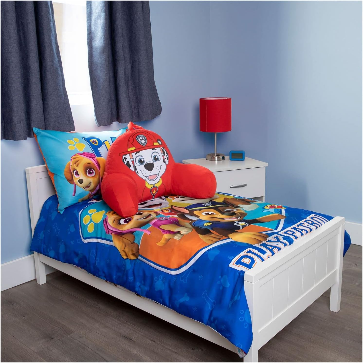 Paw Patrol Marshall Kids Back Resting Pillow for Reading and Watching TV – Bed Rest Pillow with Arms to Lounge with Comfortable Back Support – Great for The Bed or Couch