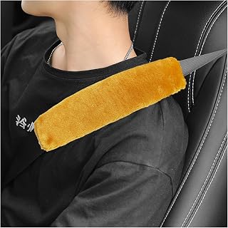 Ziciner 2 Packs Car Seatbelt Covers Shoulder Pad, Universal Soft Faux Sheepskin Shoulder Cover for Comfortable Driving, Fluffy Seat Belt Protector Help to Protect Your Neck and Shoulder (Camel)
