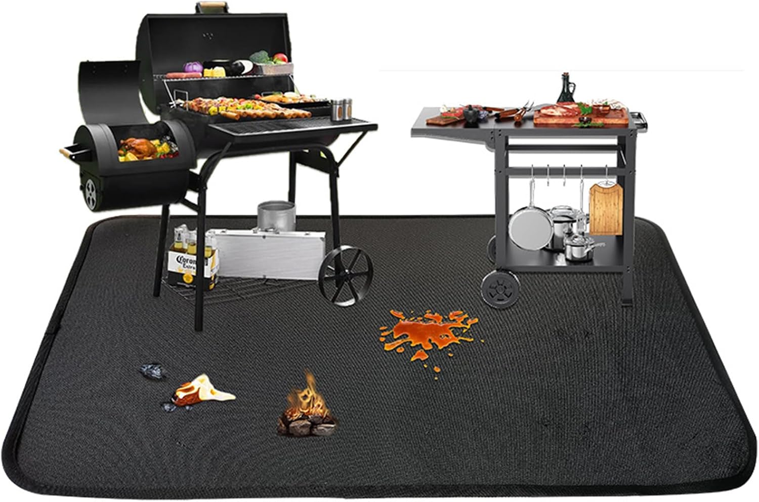 Green Glass Fiber BBQ Mat for Grilling Heat Immune Oil Not Slip Face Permanent Barbecue Mat