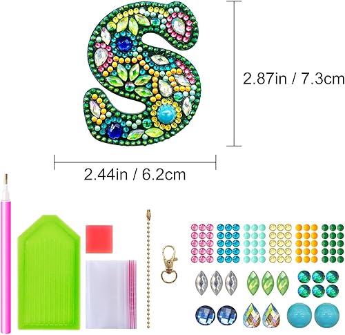 Miniatura 2 de YOYA Llaveros de pintura de diamantes de doble cara 5D letras 5D Kit de llaveros de pintura de diamantes de taladro completo para bricolaje, letras