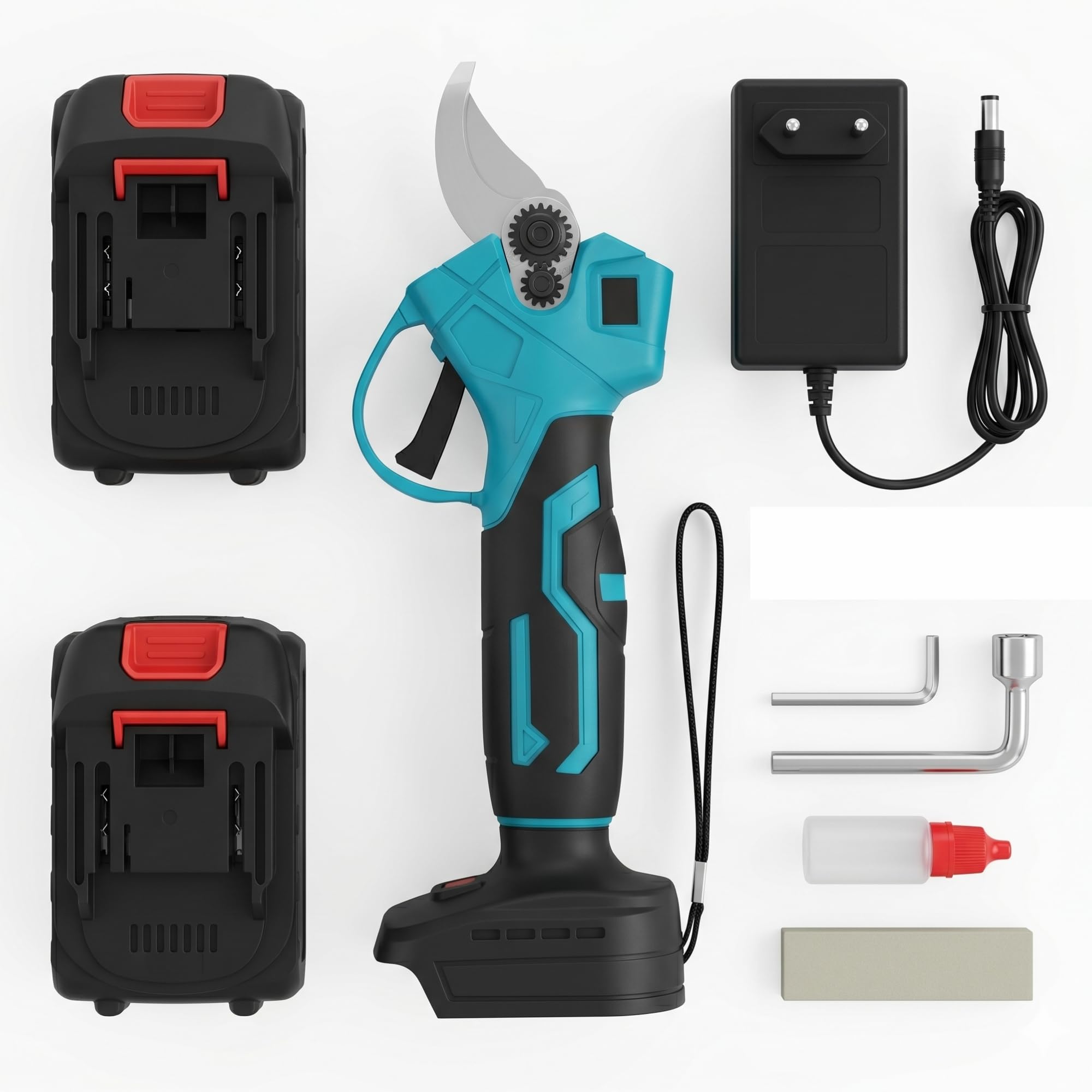 Tijeras de Podar Eléctricas 21V Inalámbricas Brushless Batería Recargable | Corta ramas gruesas sin esfuerzo: 21V Motor Brushless + 2 Baterías recargables incluidas