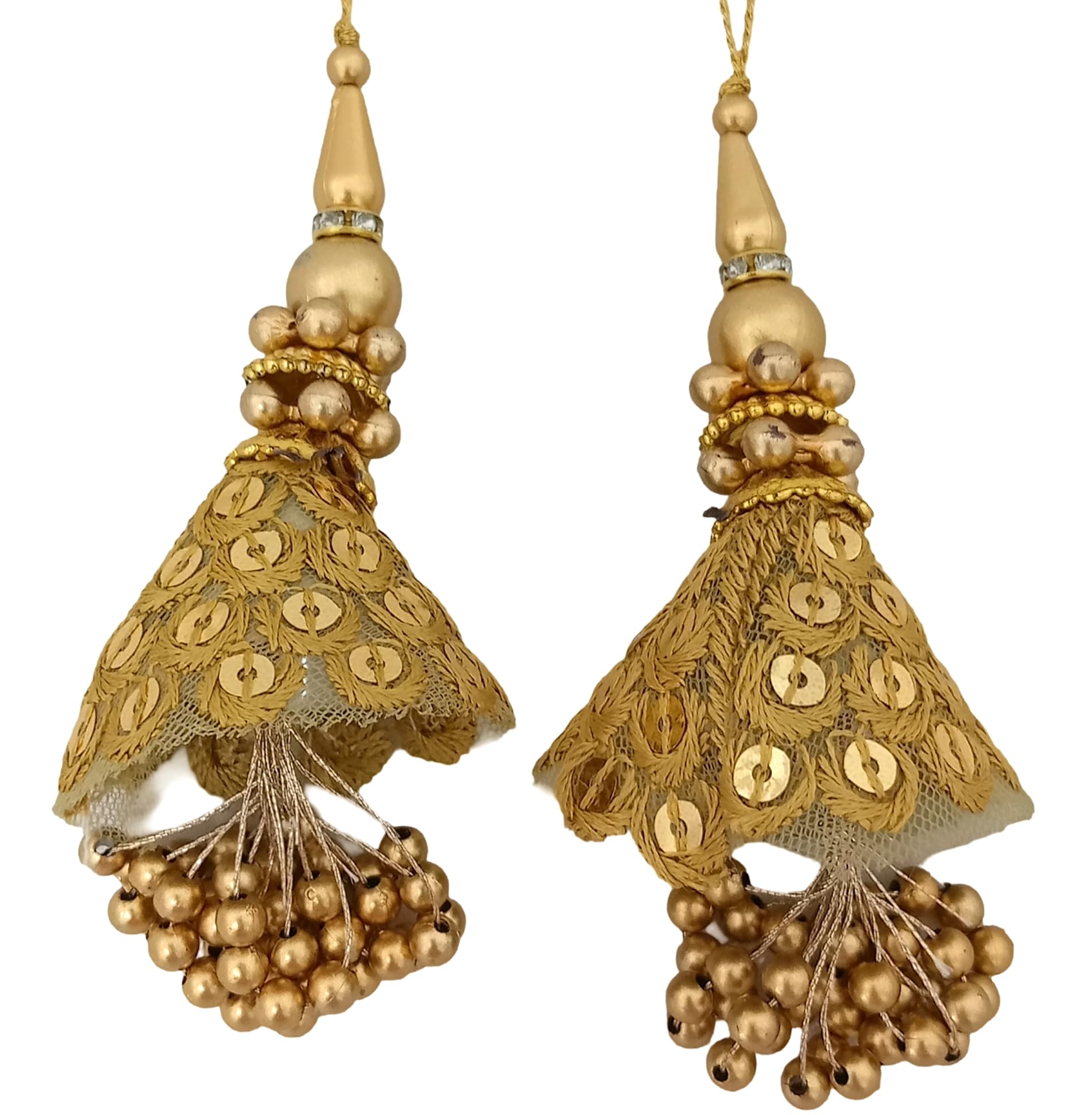 Shoppingover Blouse latkan Bridal Golden Dupatta Tassels (Pack of 2 Latkans)-image-26