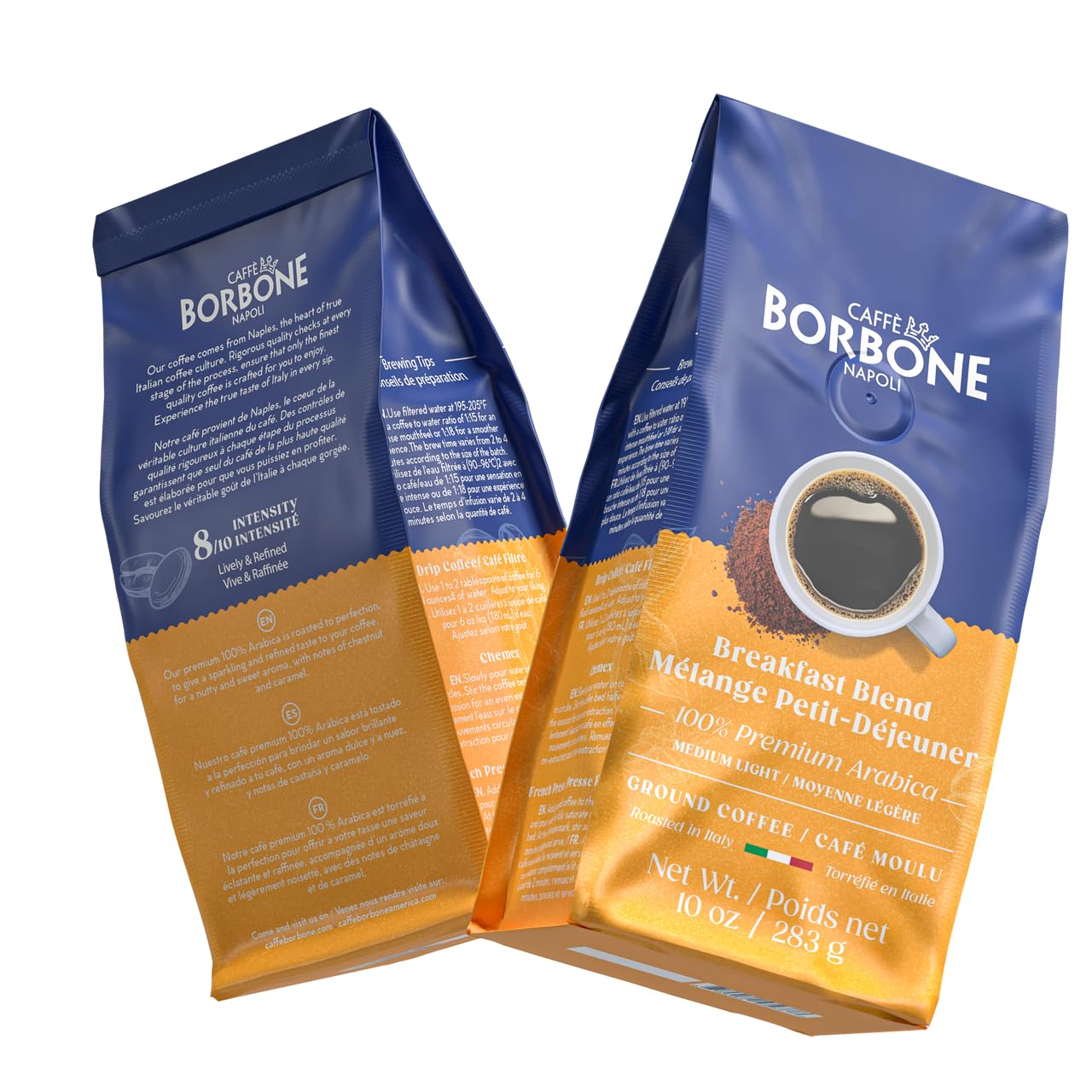 Caffè Borbone Breakfast Blend, Medium Roast Ground Coffee, 10 oz bag (3 Pack)
