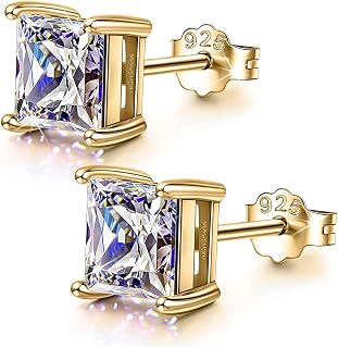HIGHSPARK 925 Silver Solitaire Square Earrings for Women | 92.5 Sterling Silver and Princess Cut Diamond like Brilliance S... Price In India