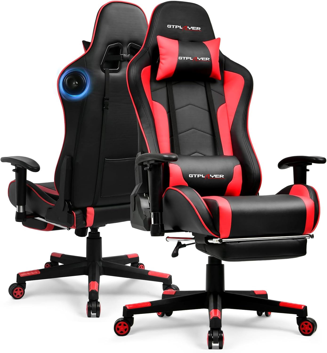 GTPLAYER Gaming Chair with Bluetooth Speakers, Adjustable Backrest and Height, 3D Armrests, Footrest, Ergonomic Computer Chair for Gamers (Brick Red) GTPLAYER Gaming Chair with Bluetooth Speakers, Adjustable Backrest and Height, 3D Armrests, Footrest, Ergonomic Computer Chair for Gamers (Brick Red)