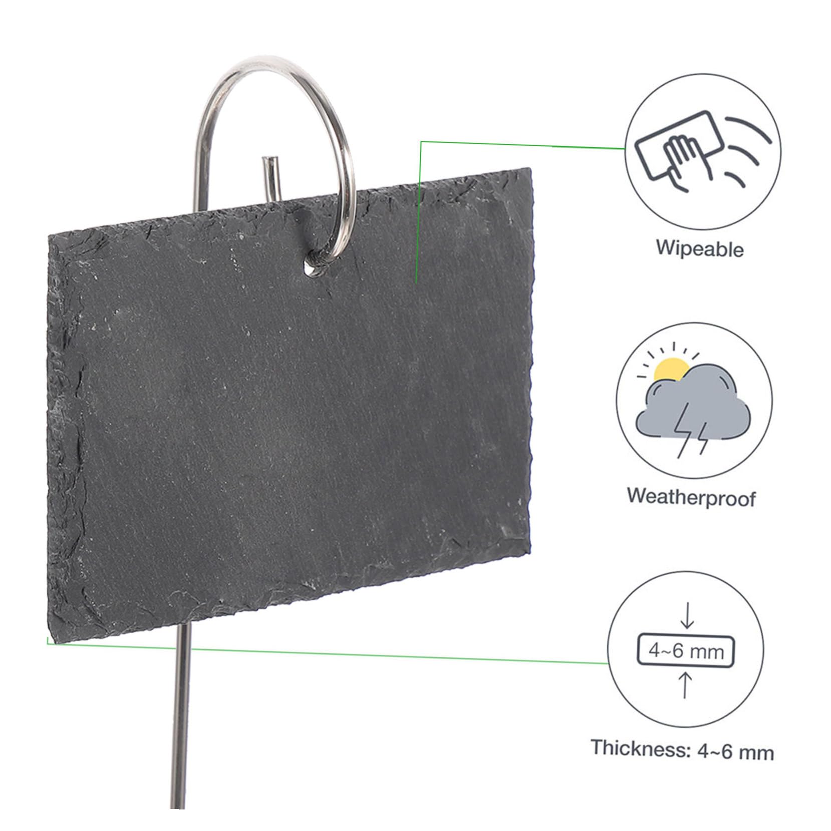 BESTonZON Etichette per Piante in Ardesia Nero Set da Giardino Scrivibili Resistenti Non Deformabili per Classificazione Fiori Decorazione Cortile
