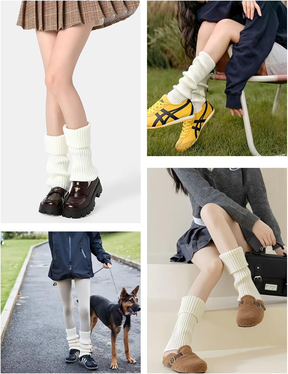 v28 Women Warm Leg Warmers 80s Retro Party Costume Knit Ballet Neon Long Socks - Image 4